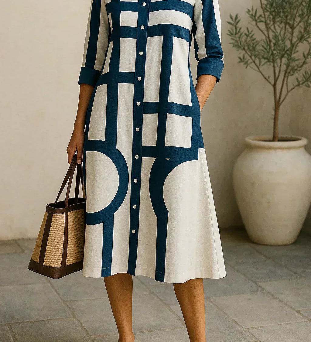 Caoimhe - Shirt Dress with Geometric Print