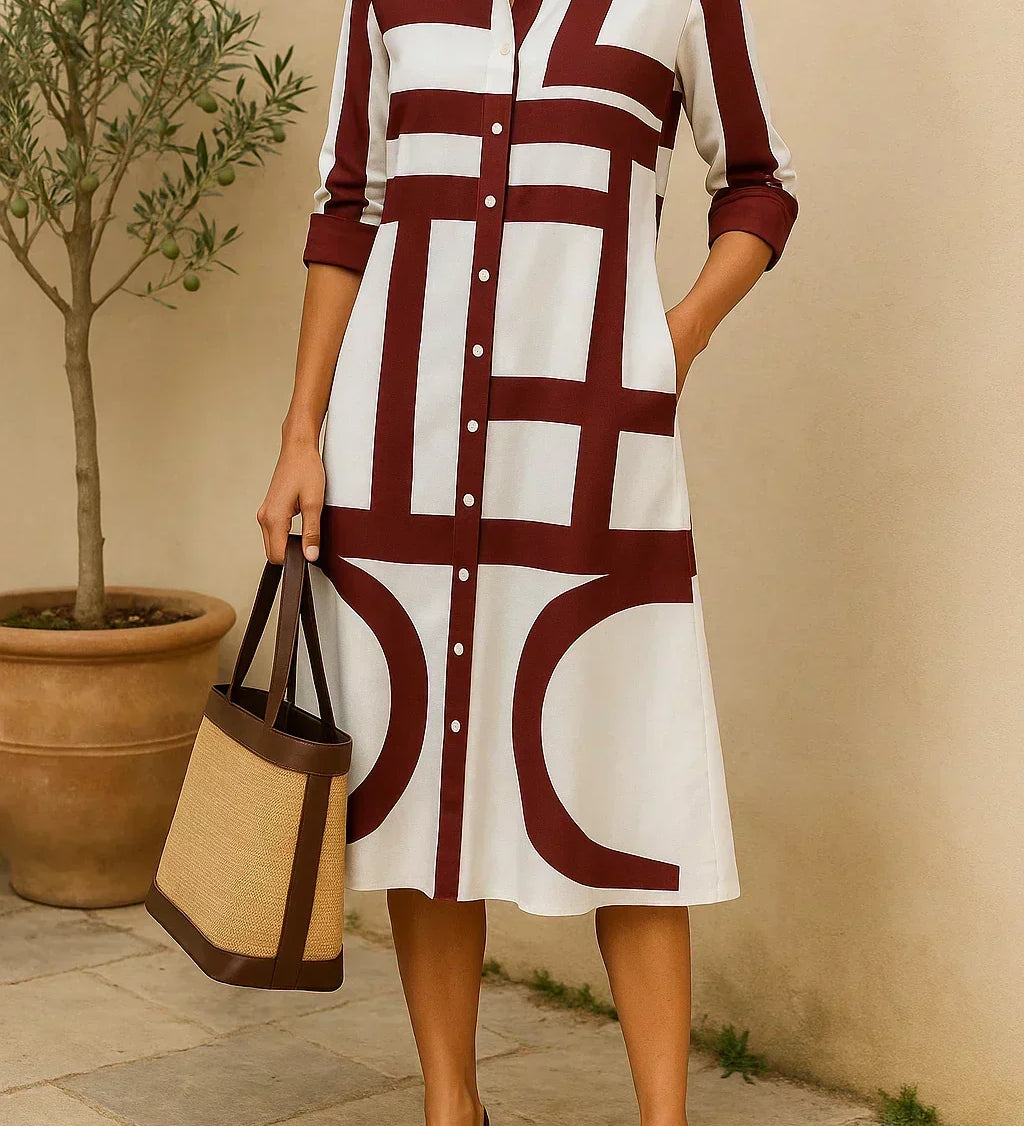 Caoimhe - Shirt Dress with Geometric Print