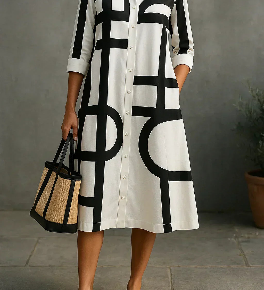Caoimhe - Shirt Dress with Geometric Print
