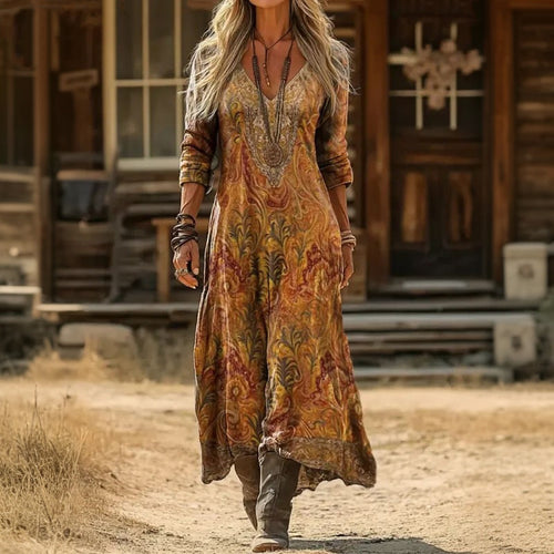 Nuala - Casual Long Sleeve Dress with Vintage Inspiration