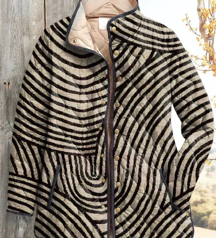 Saoirse - Cream and Black Zebra Quilted Jacket