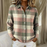 Ciara - Blush and Sage Tartan Cardigan