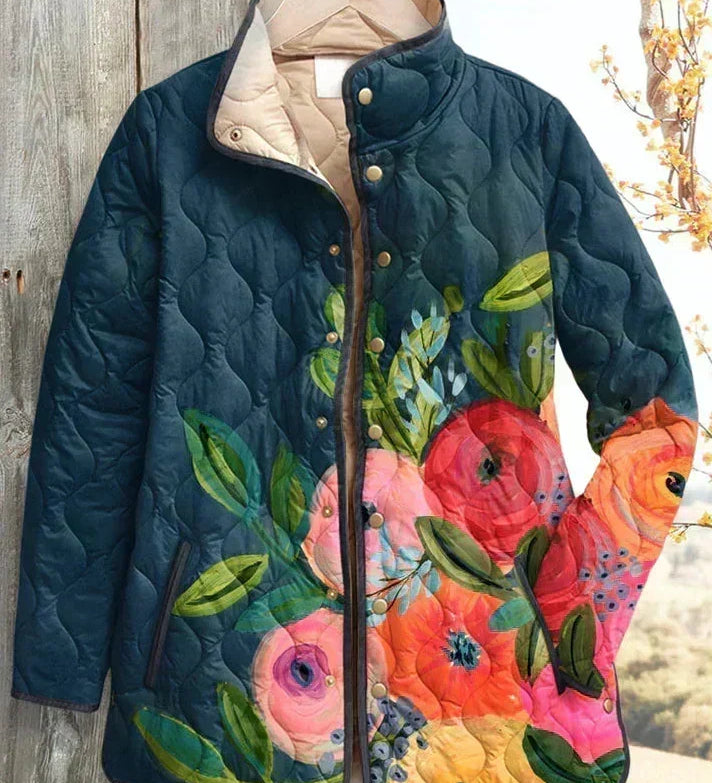 Sadhbh - Teal Floral Quilted Jacket