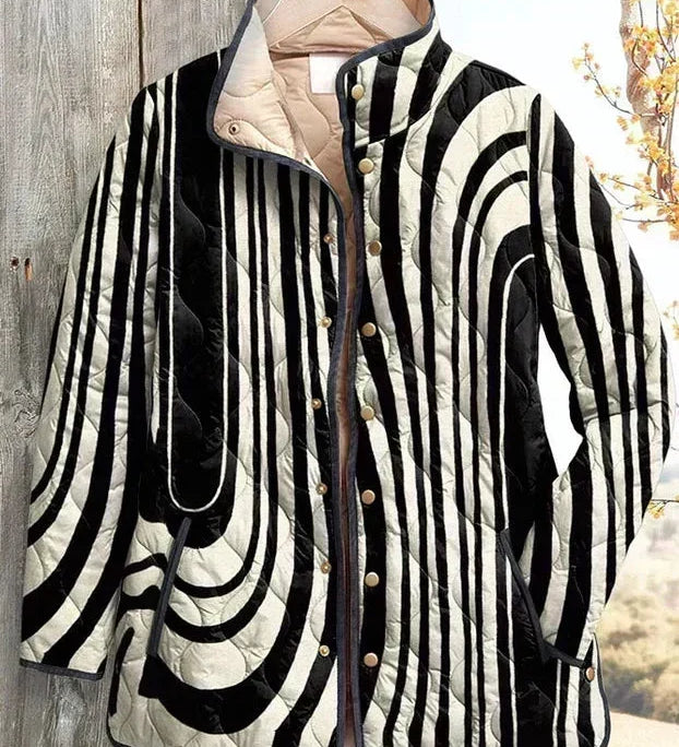 Sinéad - Black and White Swirl Quilted Jacket