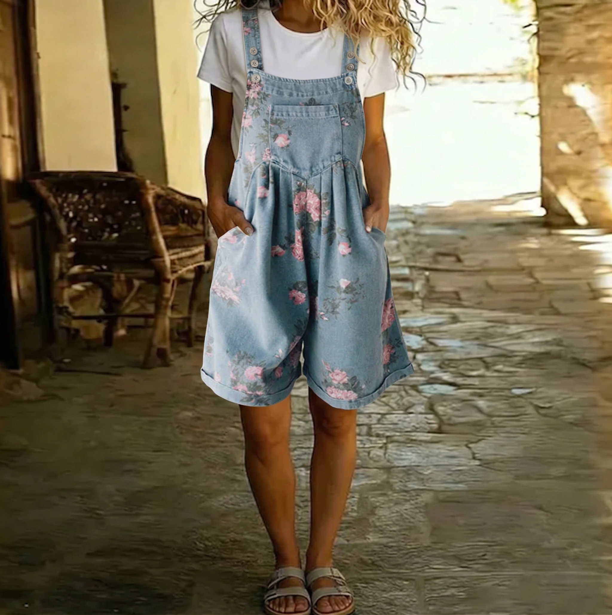 Ríona - Floral Denim Jumpsuit