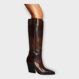 Nessa - Croc-Print Boots