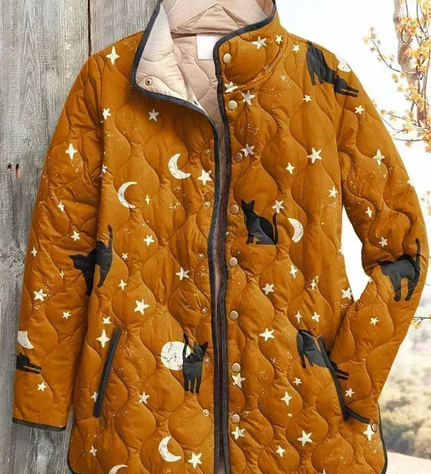 Muirne - Amber Celestial Cat Quilted Jacket