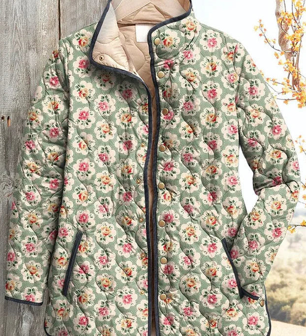 Tara - Sage Green Floral Quilted Jacket