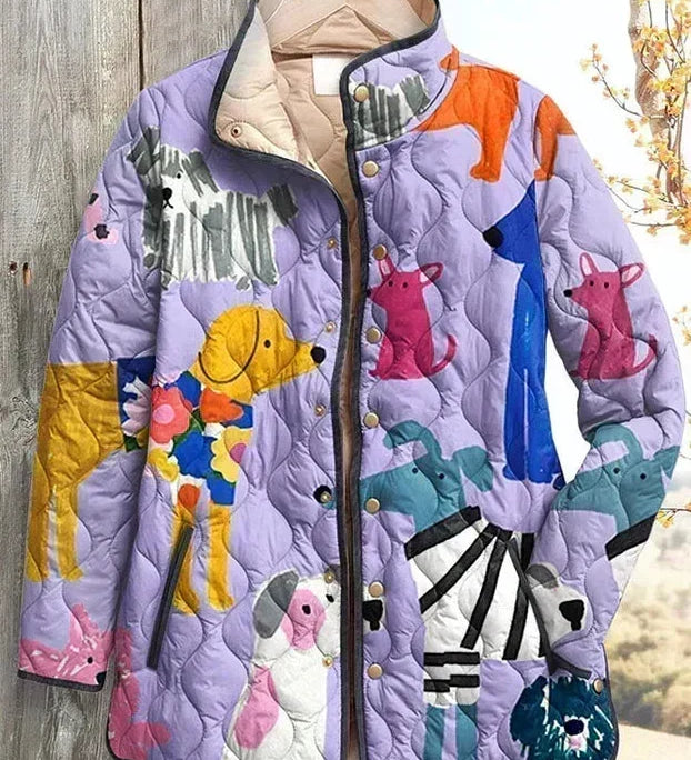 Éabha - Lavender Dog Print Quilted Jacket