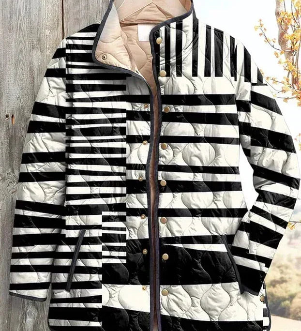 Fionnuala - Black and White Striped Quilted Jacket