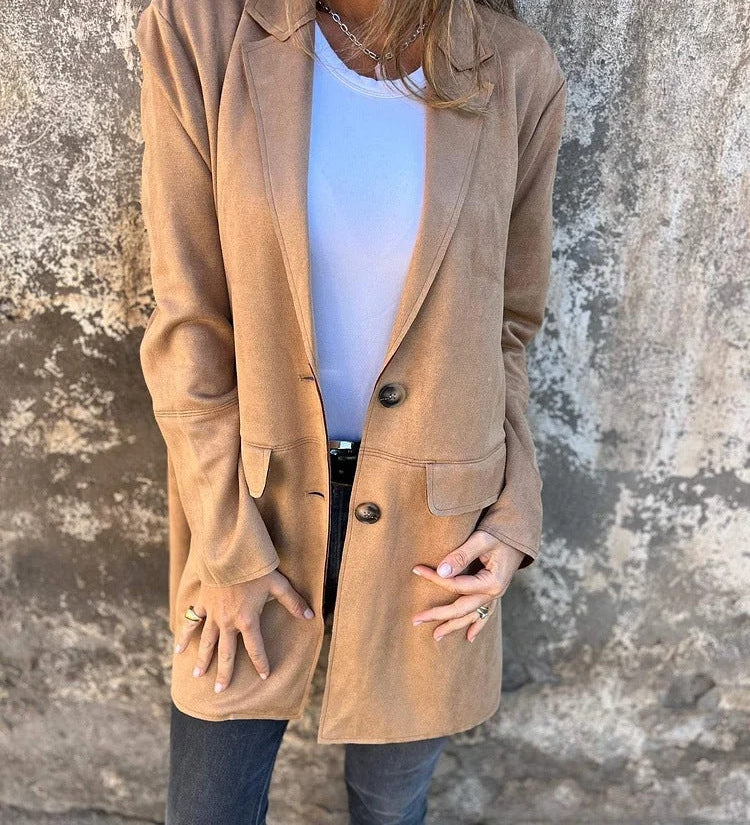Niamh - Long Suede-Look Coat