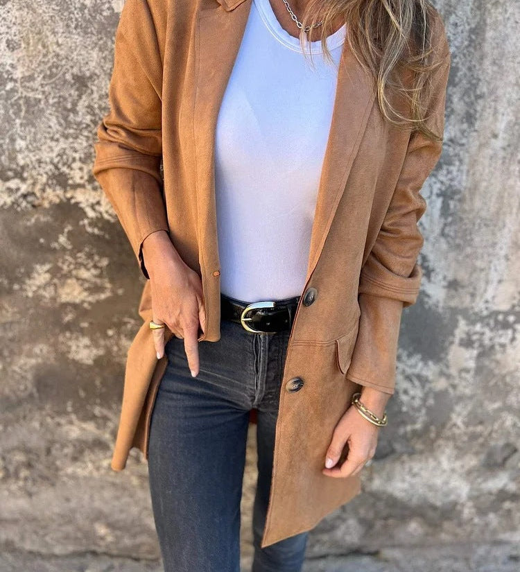 Niamh - Long Suede-Look Coat
