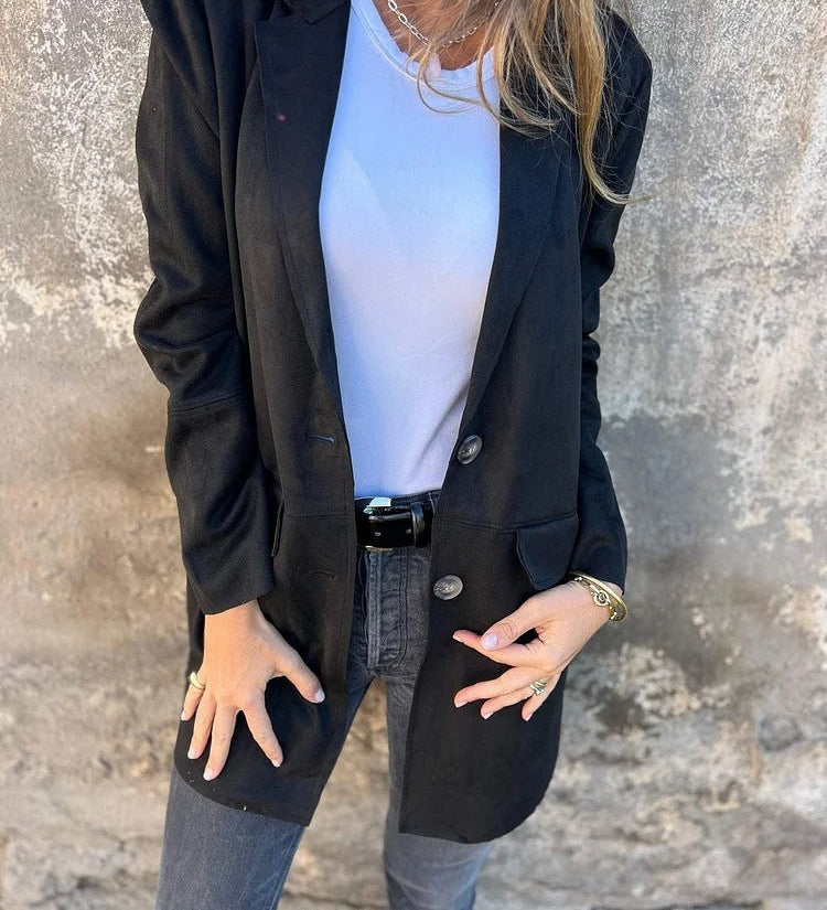 Niamh - Long Suede-Look Coat