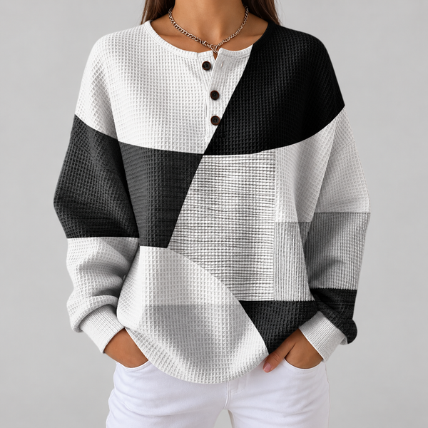 Ailbhe - Black and White Patchwork Top