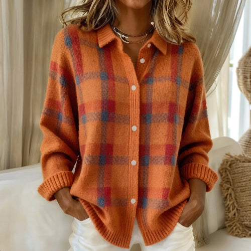 Éabha - Orange Tartan Cardigan