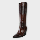 Nessa - Croc-Print Boots
