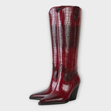 Nessa - Croc-Print Boots