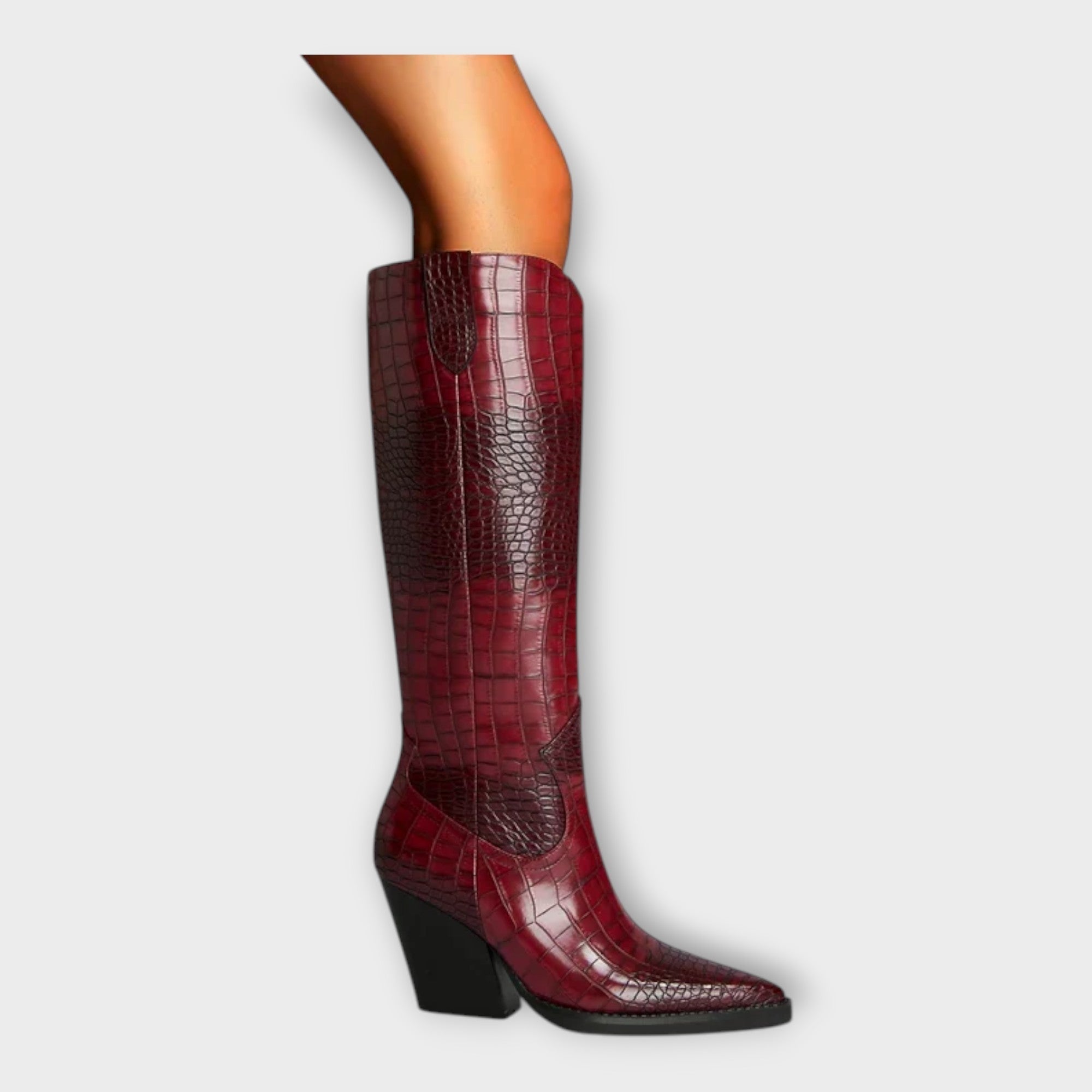 Nessa - Croc-Print Boots