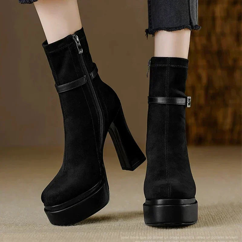 Áine - Suede Wedge Boots