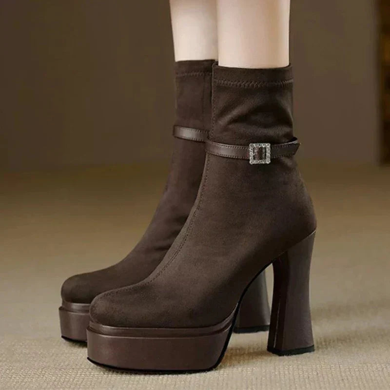 Áine - Suede Wedge Boots