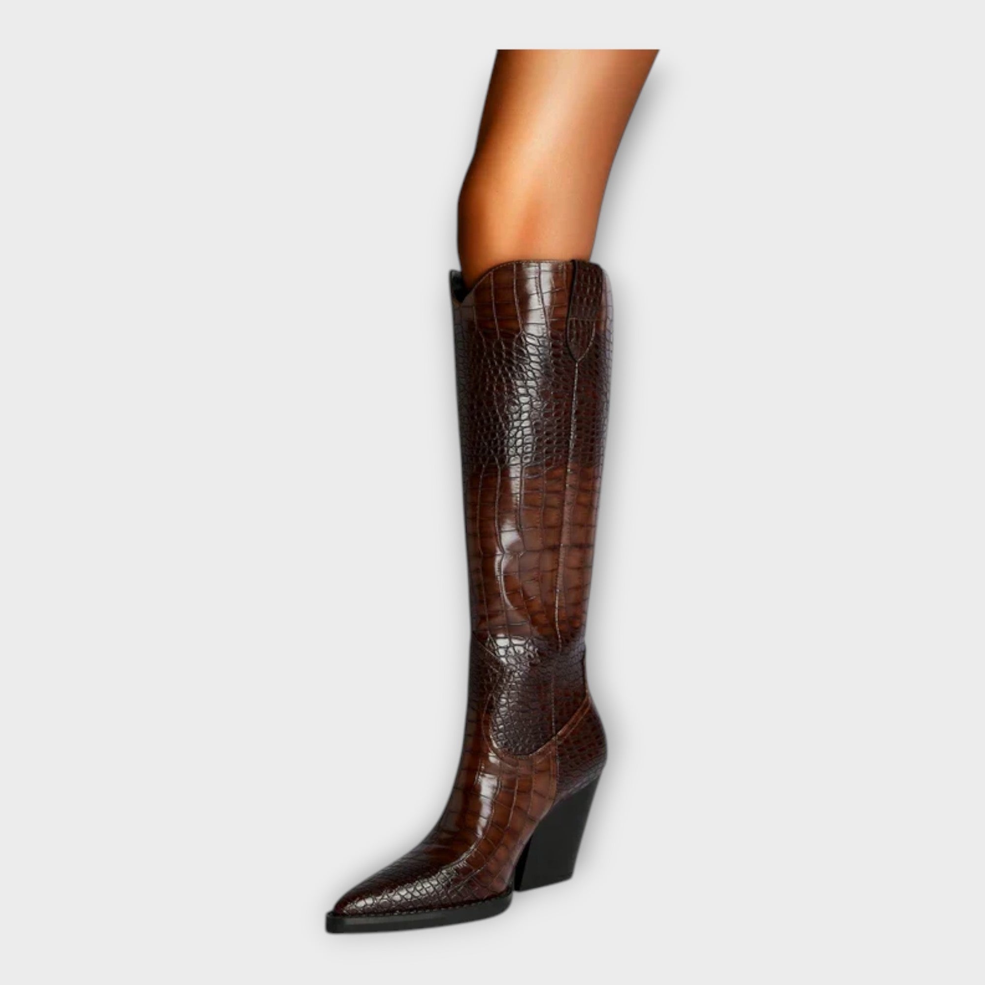 Nessa - Croc-Print Boots