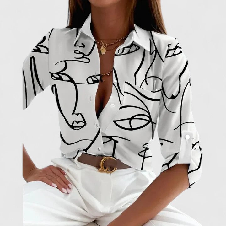 Eimear - Elegant Long Sleeve Blouse