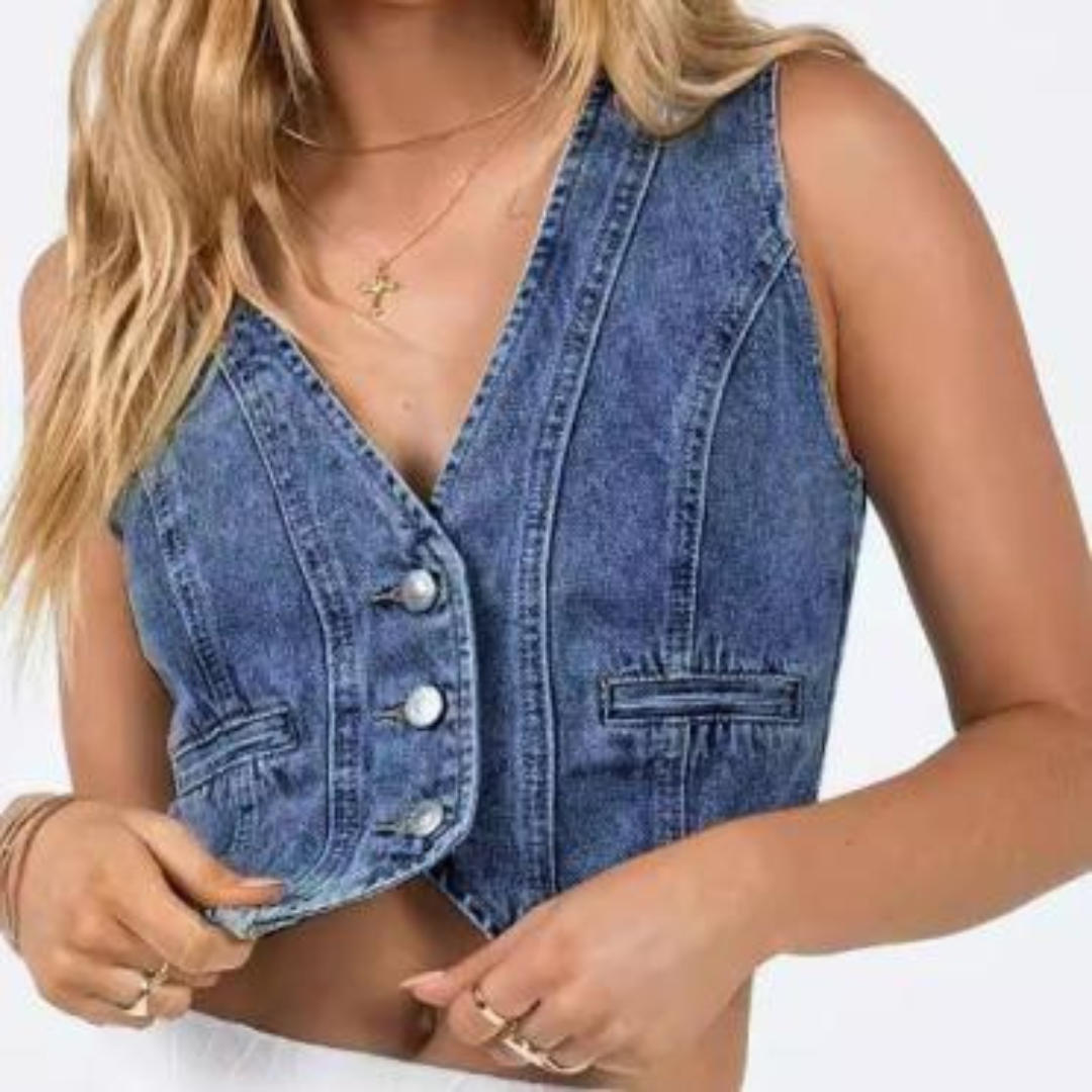 Saoirse - Sleeveless Denim Crop Top
