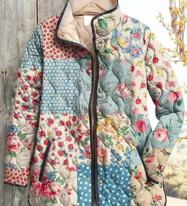 Ríona - Multicoloured Floral Patchwork Quilted Jacket