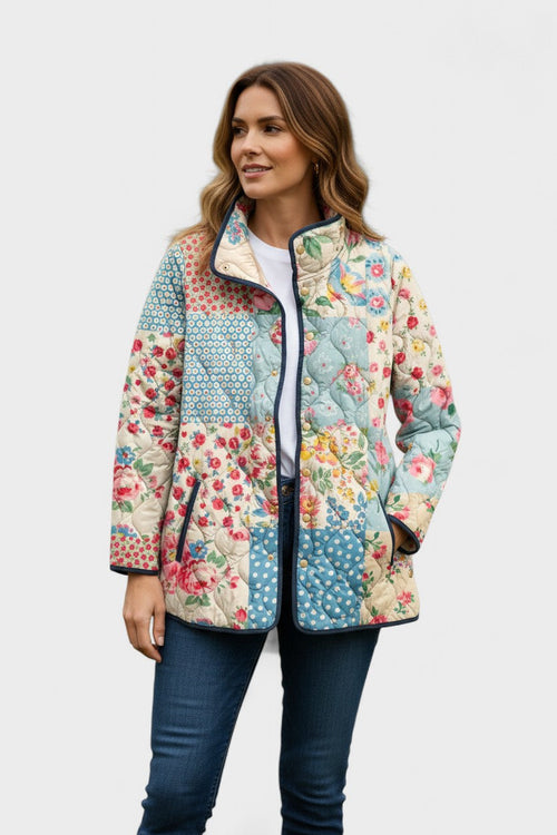 Ríona - Multicoloured Floral Patchwork Quilted Jacket