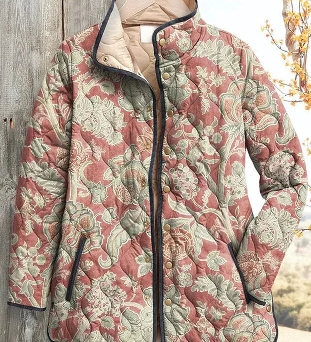 Clíodhna - Light Dusty Rose Floral Quilted Jacket