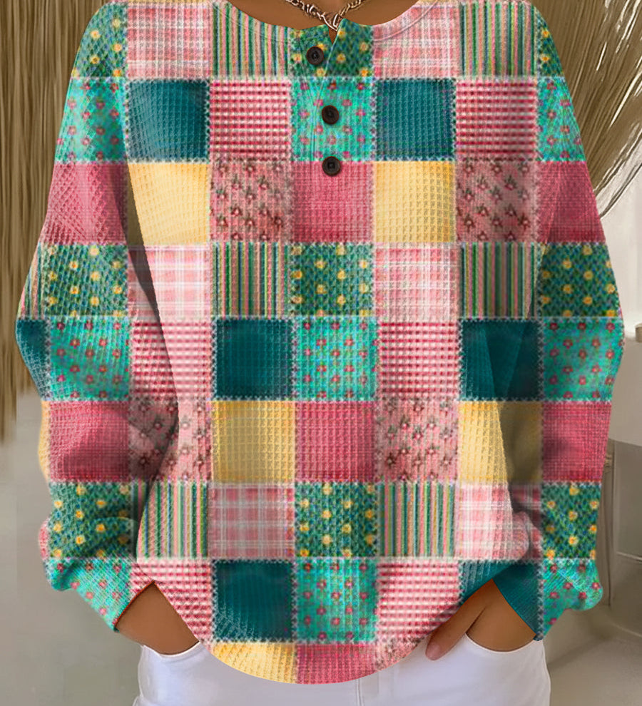 Dearbhla - Pink and Turquoise Patchwork Top