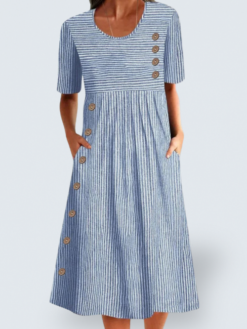 Líadan - Elegant Striped Summer Midi Dress