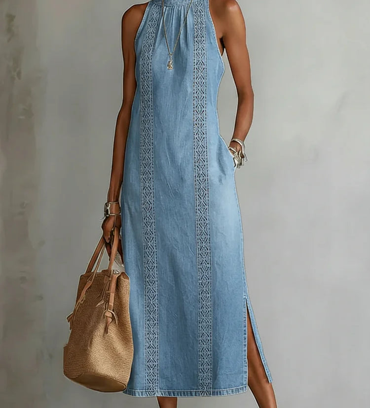 Méabh - Retro Lace Denim Dress