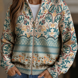 Gráinne - Vintage Botanical Zip-Up Cardigan