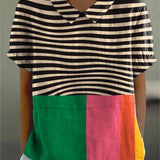 Clíodhna - Bold Striped Blouse with Colour Block