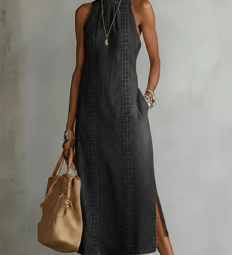 Méabh - Retro Lace Denim Dress