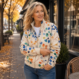 Treasa - Botanical Leaf Zip-Up Cardigan