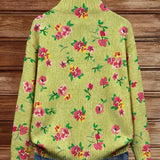 Caitlín - Lime and Pink Floral Zip-Up Cardigan