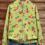 Caitlín - Lime and Pink Floral Zip-Up Cardigan