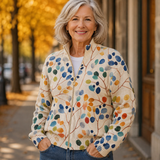 Treasa - Botanical Leaf Zip-Up Cardigan