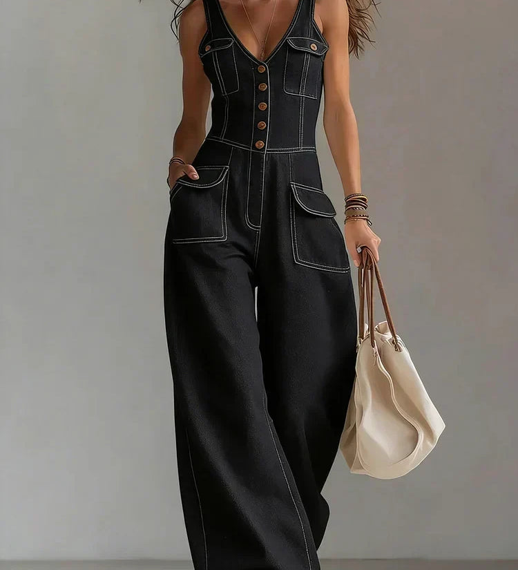 Mairéad - Casual Denim Wide Jumpsuit