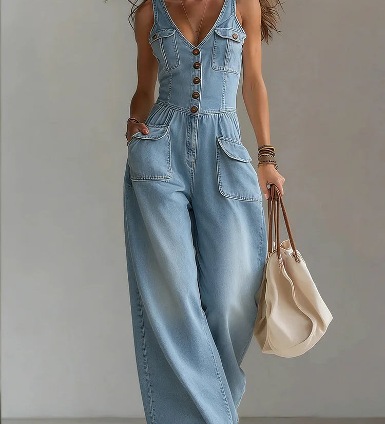 Mairéad - Casual Denim Wide Jumpsuit