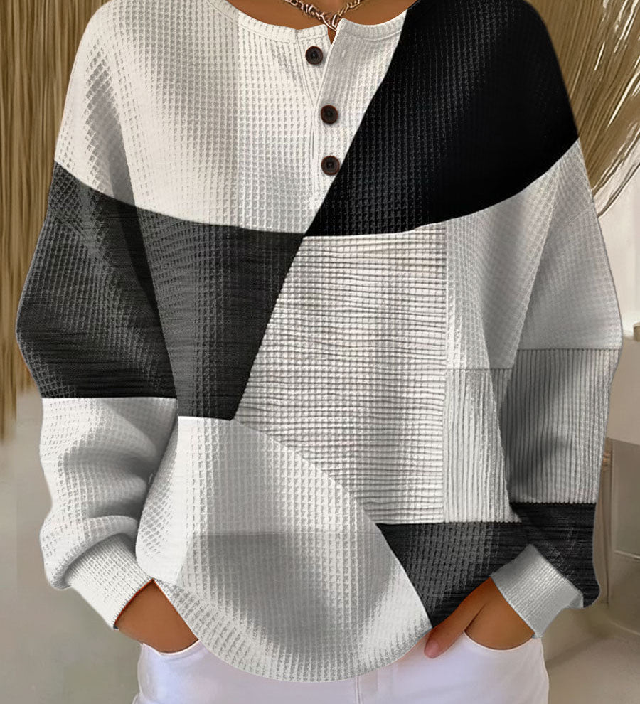 Ailbhe - Black and White Patchwork Top
