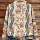 Bláthnaid - Climbing Rose Ribbon Zip-Up Cardigan