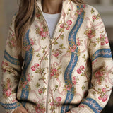 Bláthnaid - Climbing Rose Ribbon Zip-Up Cardigan
