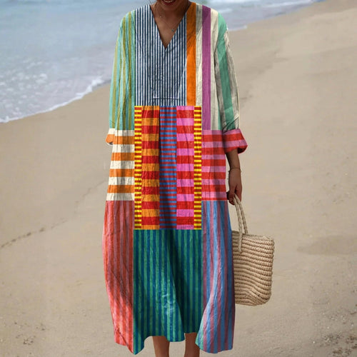 Líadan - Multicoloured Long Dress in Patchwork