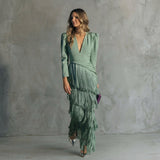 Clíona - Long Fringe Dress with V-Neck