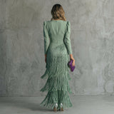 Clíona - Long Fringe Dress with V-Neck