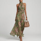 Shauna - Long Floral Halter Dress