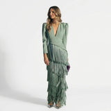 Clíona - Long Fringe Dress with V-Neck